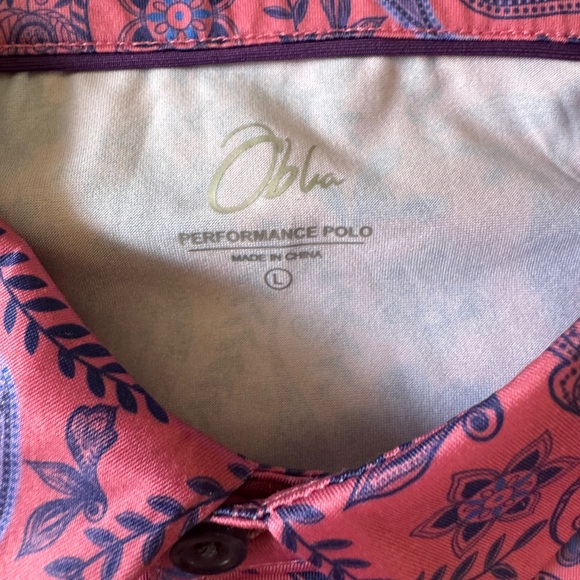 Obla Pink Paisley Men's Golf Shirt size L - Picture 2 of 6